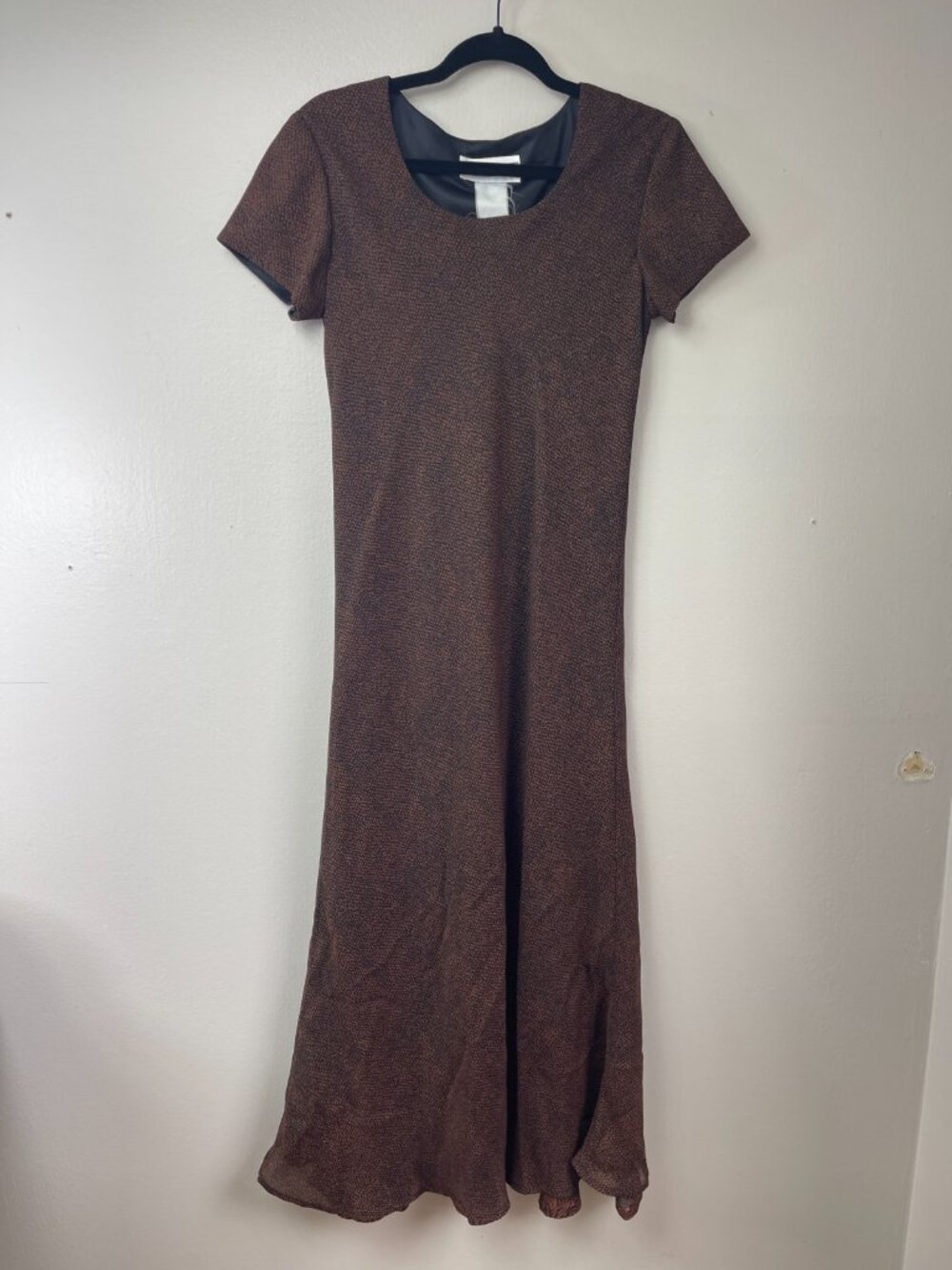 Jessica Howard Brown Black Print Short Sleeve Maxi Dress Women's Size 6